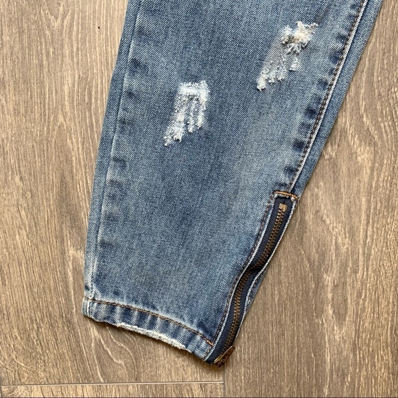 One Teaspoon Ford Freebirds Skinny Straight Jeans Distressed Ankle Zip Low Rise - Picture 11 of 16